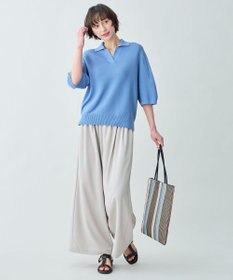 ANY L アクリルガーターポロ衿ニット