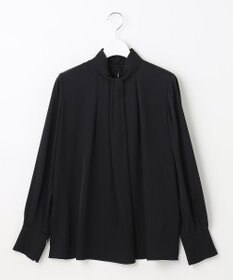 自由区 L 【洗える/UVケア/吸放湿性】シルクストレッチ ハイネックブラウス