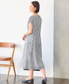 自由区 【洗える・XSサイズあり】モザイクラインプリント ワンピース