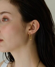 Phoebe 〈金属アレルギー対応〉リンクフープピアス　ゴールド　鎖/チェーン/ステンレス