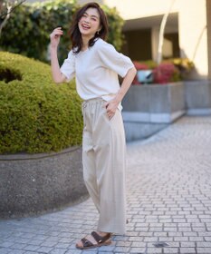 ANY シャーリングランタンスリーブトップス