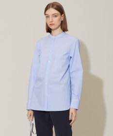 ICB L 【洗える】クリーンブロード バンドカラーブラウス