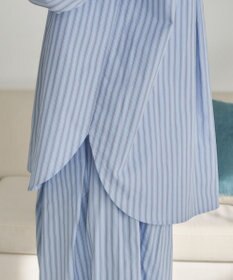 WEGO 【ANGIE VINTAGE】スカーフ付きオーバーサイズストライプシャツ
