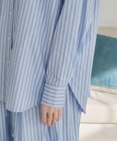 WEGO 【ANGIE VINTAGE】スカーフ付きオーバーサイズストライプシャツ