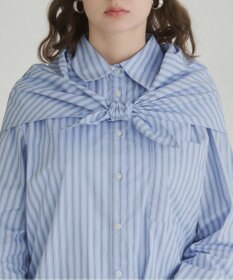 WEGO 【ANGIE VINTAGE】スカーフ付きオーバーサイズストライプシャツ