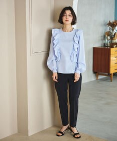 #Newans 【洗濯機可能/シワになりにくい】〈小柄さんにお勧め〉バーティカルフリルブラウス