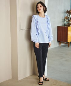 #Newans 【洗濯機可能/シワになりにくい】〈小柄さんにお勧め〉バーティカルフリルブラウス