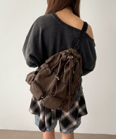 WEGO 【ユニセックス着用ITEM】2ポケットPUドロストナップサック