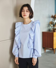 #Newans 【洗濯機可能/シワになりにくい】〈小柄さんにお勧め〉バーティカルフリルブラウス