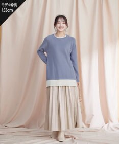 Tiaclasse 【洗える】重ね着風配色ニットチュニック