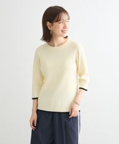 Green Parks ＢＰ　袖口カラーリブ７分袖ニットプルオーバー