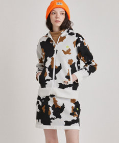 WOMEN】ピント柄 ジップアップニットフーディ / PW CIRCULUS