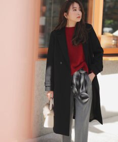 ANY SIS ウールライクロング チェスターコート ブラック