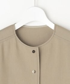 自由区 【セットアップ対応】リネンストレッチノーカラー ジャケット