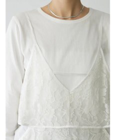 Green Parks AnriettMusee シャーリングスリーブＴシャツ＋レースキャミソールＳＥＴ