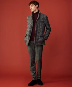 JOSEPH ABBOUD 【イタリア素材/軽量/中綿キルト裏地】スライバーチェックジャージー ジャケット