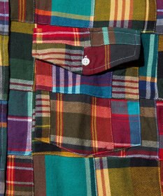 J.PRESS MEN 【J.PRESS ORIGINALS】PACHWORK NEL B.D. SHIRT / BAGGY FIT