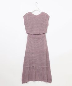 Feroux 【洗える】透かし編みニット ワンピース