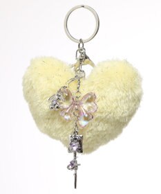 WEGO ファーハートビーズチャームキーホルダー