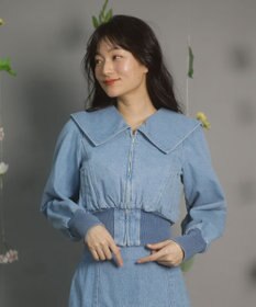 Green Parks ｄａｚｚｌｉｎ　襟付きデニムショートｚｉｐブルゾ