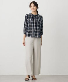 J.PRESS LADIES L 【洗える・吸水速乾・接触冷感・セットアップ対応】Light ジョーゼット ワイド パンツ