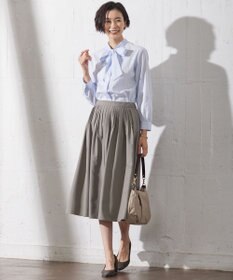 J.PRESS LADIES L 【洗える】RITZ ドビーストライプ ボウタイ ブラウス