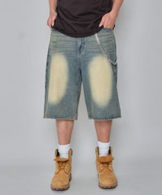 WEGO 【ユニセックス着用ITEM】チェーン付きスーパーバギーデニムショーツ