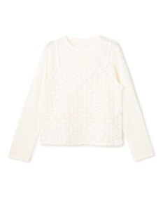 UNFILO L 【2点セット】ラッセルレース キャミレイヤード Tシャツ