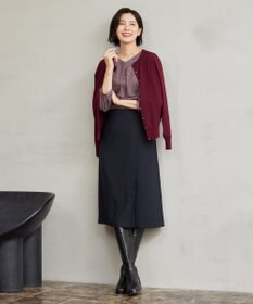 J.PRESS LADIES ストライプジャカード Vネック カットソー