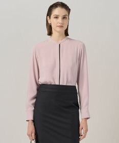 ICB L 【新色追加・WEB限定カラーあり・接触冷感・UVケア・速乾・洗える】BackSatinAmunzen バンドカラーブラウス