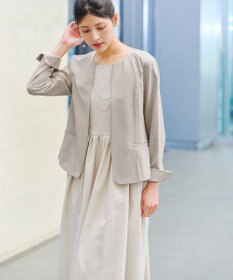 Tiaclasse L 【新色追加・洗える】麻調薄地キーネックジャケット