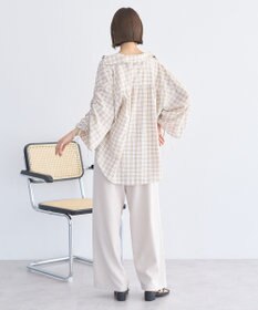 earth music&ecology シャーリングスリーブチェックシャツ