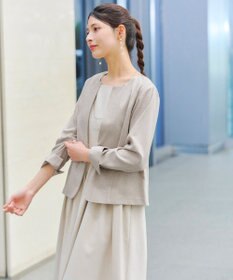 Tiaclasse L 【新色追加・洗える】麻調薄地キーネックジャケット