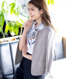 Tiaclasse L 【新色追加・洗える】麻調薄地キーネックジャケット