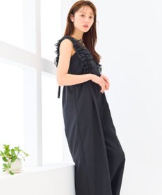 Feroux 【洗える】フリルショルダー サロペット