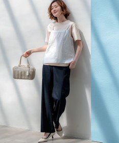23区 【CanCam・CLASSY.掲載】リネンレーヨンストレッチ ワイドパンツ
