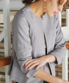 Tiaclasse L 【新色追加・洗える】麻調薄地キーネックジャケット