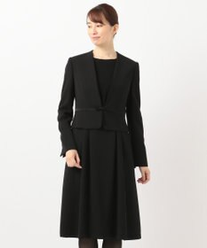 組曲 NOIR 【洗える】ウォッシャブルストレッチバックサテン ジャケット＋ワンピース