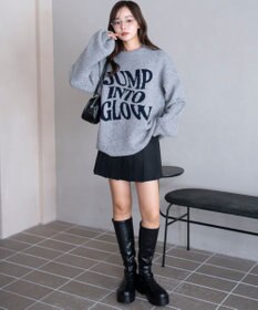 WEGO 【2025年秋冬新作】フラッフィーグラフィックニットBIGプルオーバー