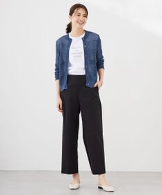 J.PRESS LADIES L 【洗える】リネンストレッチ ワイド パンツ