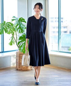 Tiaclasse 【ダブルクロス・洗える】 ナローVネックワンピース