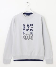 23区GOLF 【MEN】【ウォッシャブル】ロゴインターシャ ポリエステルニット