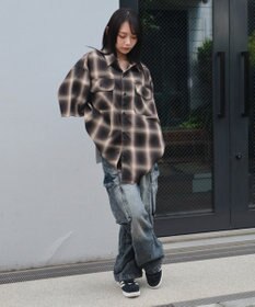 WEGO 【ユニセックス着用ITEM/SMLサイズ展開】オンブレチェックシャツ（SS）