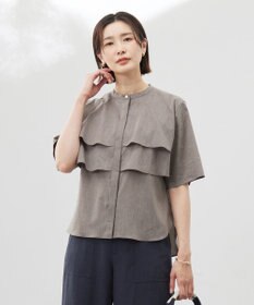 J.PRESS LADIES L 【洗える】ラミーポプリン ティアード ブラウス