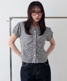 WEGO コンパクトギャザーチェックシャツ