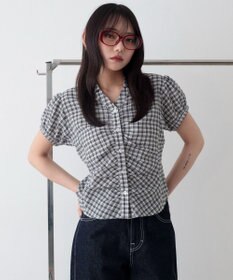 WEGO コンパクトギャザーチェックシャツ