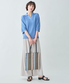 ANY L アクリルガーターポロ衿ニット