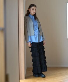 YECCA VECCA ティアードフリルラメニットスカート