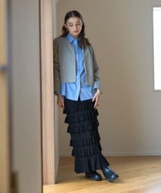 YECCA VECCA ティアードフリルラメニットスカート