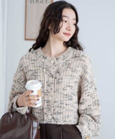WEGO ミックスブークレ2WAYカーディガン